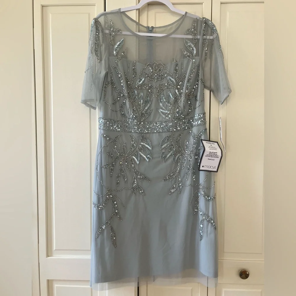 Adrianna Papell Frosted Sage Embellished Dress - Picture 3 of 8